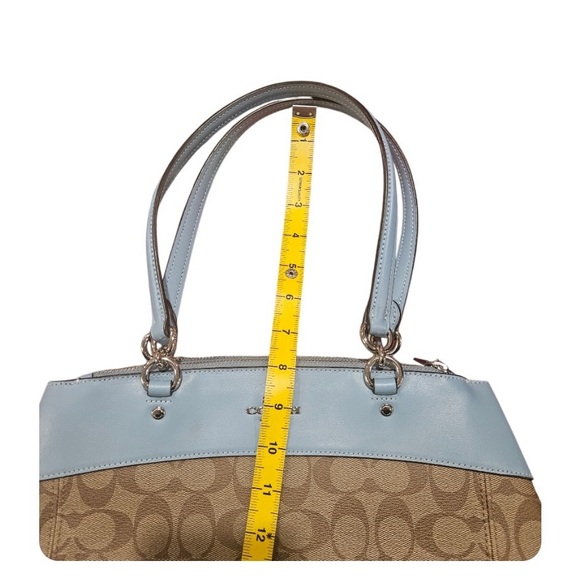 COACH BROOKE CARRY ALL IN CANVAS KHAKI/PALE BLUE/SILVER - Picture 7 of 8